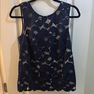 Lilly Pulitzer Blue Sleeveless Lace Blouse